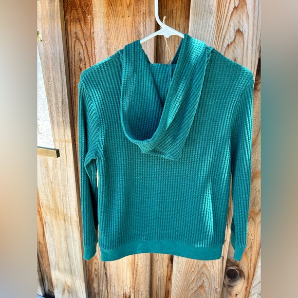 Cat & Jack waffle knit hoodie with kangaroo 🦘 pocket teal size 8 girls - Picture 4 of 7